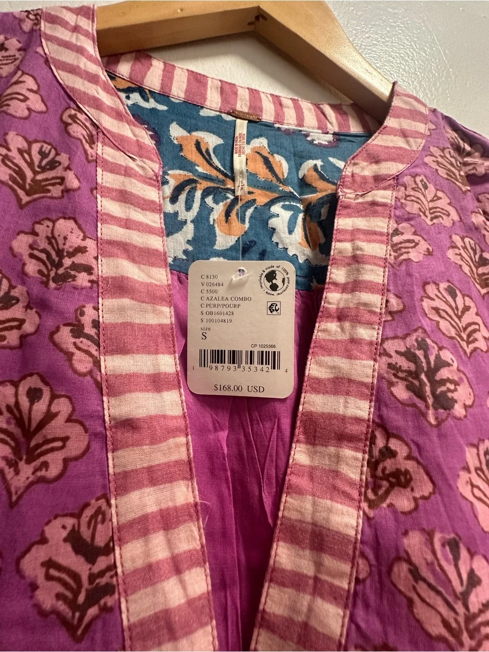 NWT Free People Agnes Pink and Teal Floral Boho Tunic